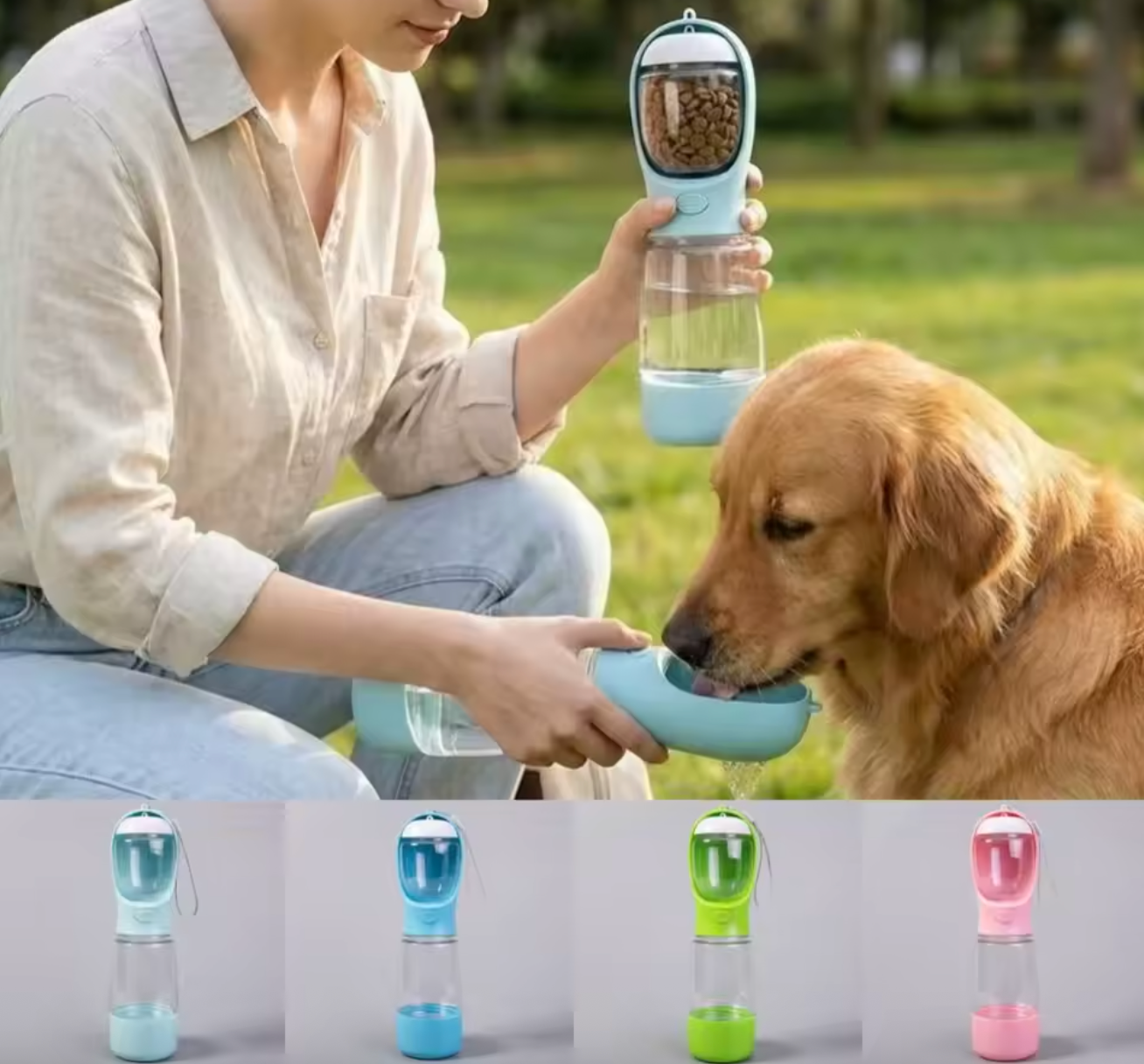 BirchPaw 3-in-1 Dog Walk Organiser - Water Bottle, Food Container & Poop Bag Dispenser